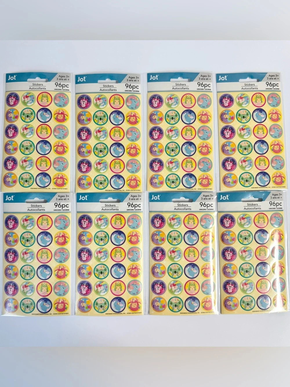 Jot Unicorn Animal Stickers 768 Count Colorful Rainbow NWT